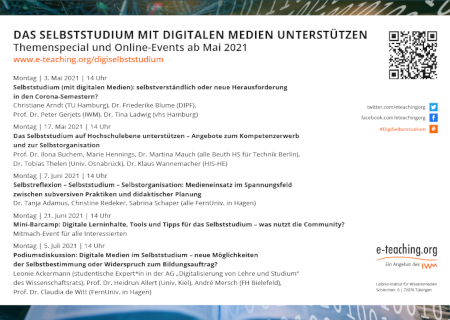 Virtuelle Postkarte zum Themenspecial "Das Selbststudium mit digitalen Medien unterstützen" Virtuelle Postkarte zum Themenspecial "Das Selbststudium mit digitalen Medien unterstützen"