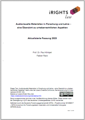 Cover Rechtsgutachten "Audiovisuelle Medien" Cover Rechtsgutachten "Audiovisuelle Medien"