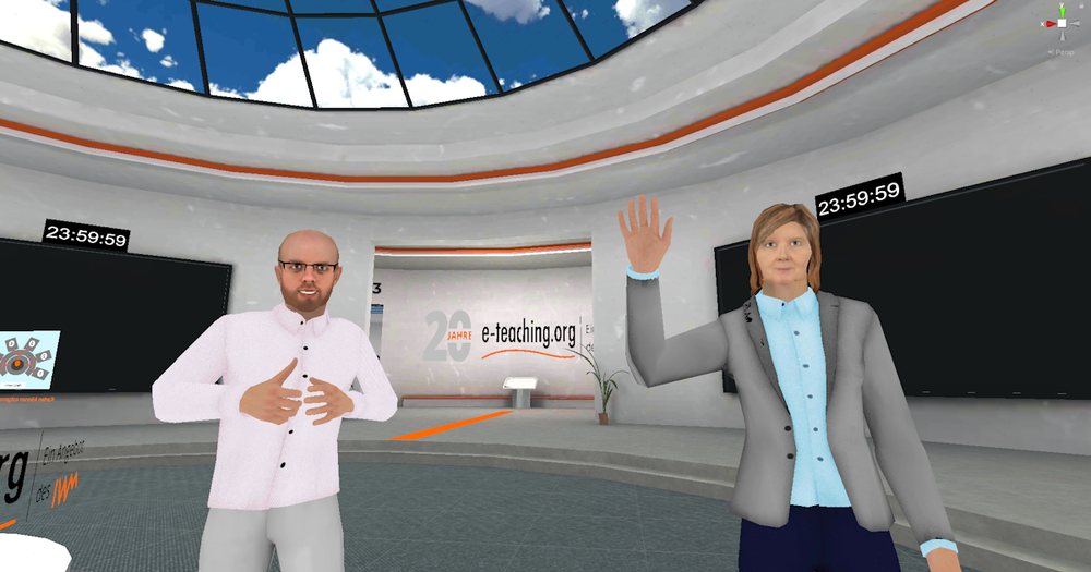 Bild mit Avataren von e-teaching.org Teammitgliedern in VR-Umgebung Bild mit Avataren von e-teaching.org Teammitgliedern in VR-Umgebung