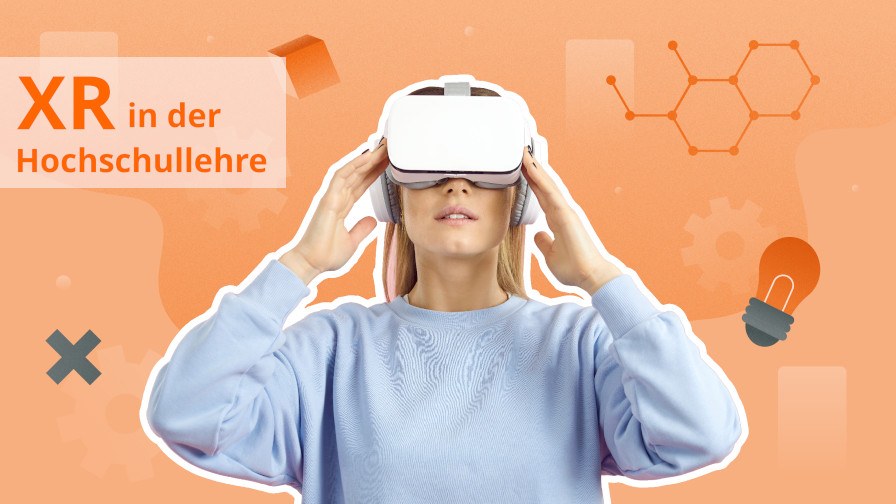 XR in der Hochschullehre Eine Frau trägt eine VR-Brille